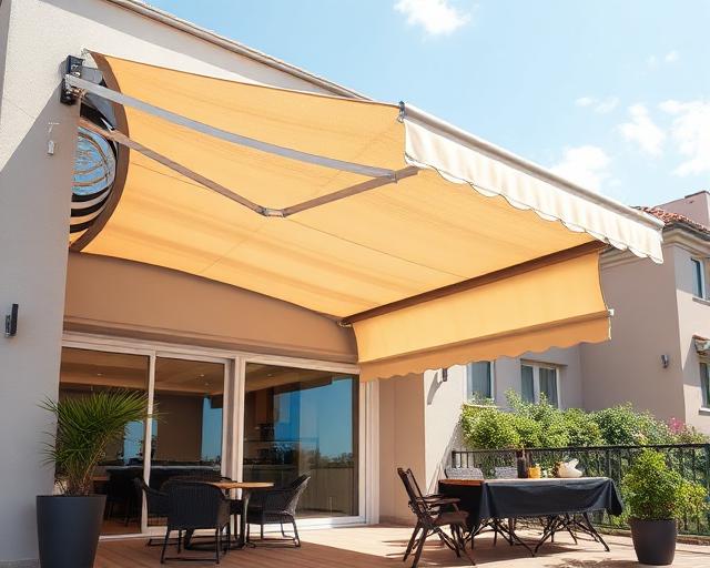 Toldo externo instalado sobre uma abertura